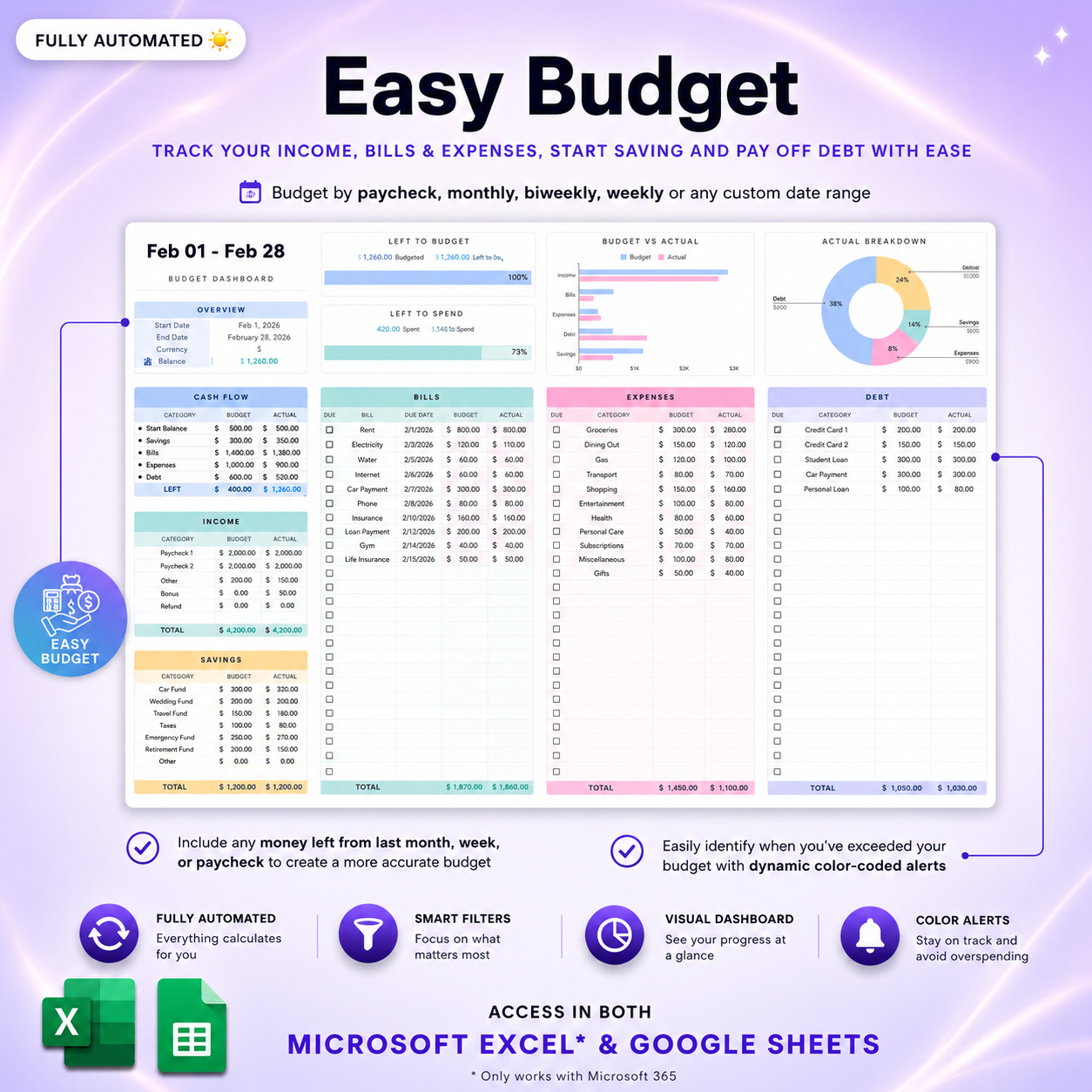 ADHD Life Planner for Google Sheets & Excel