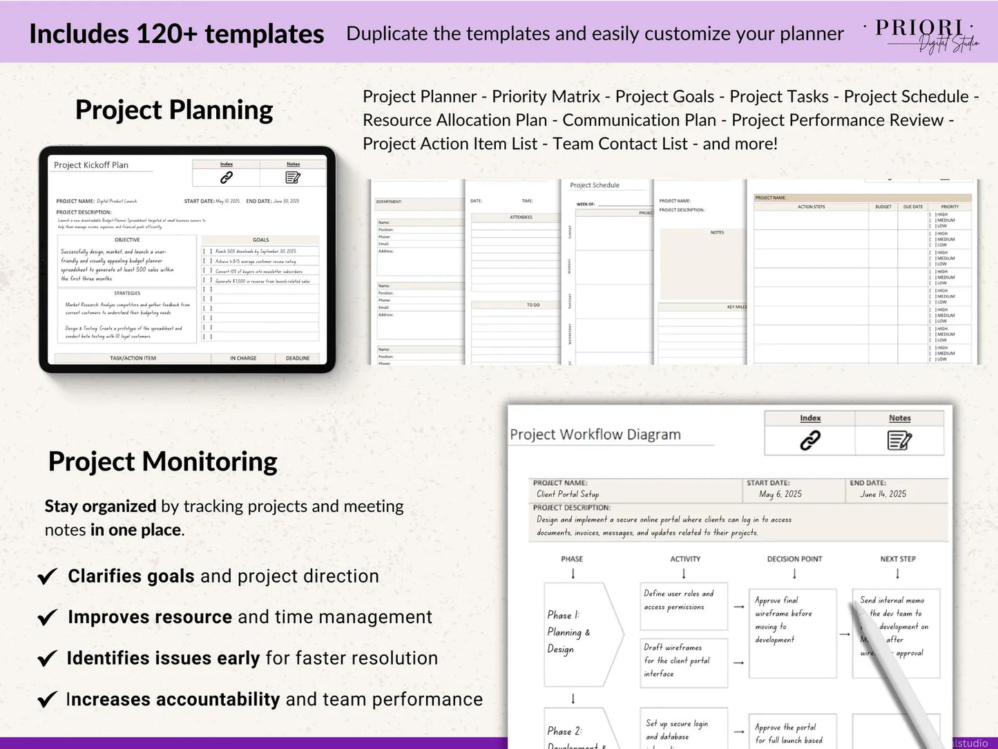 OneNote Planner 2026 2027 Professional One Note Template for Work Project Management Hyperlinked Planner Weekly Planner Organization Planner