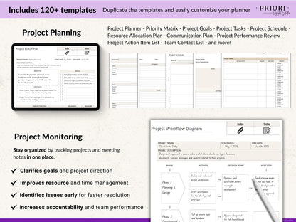 OneNote Planner 2026 2027 Professional One Note Template for Work Project Management Hyperlinked Planner Weekly Planner Organization Planner