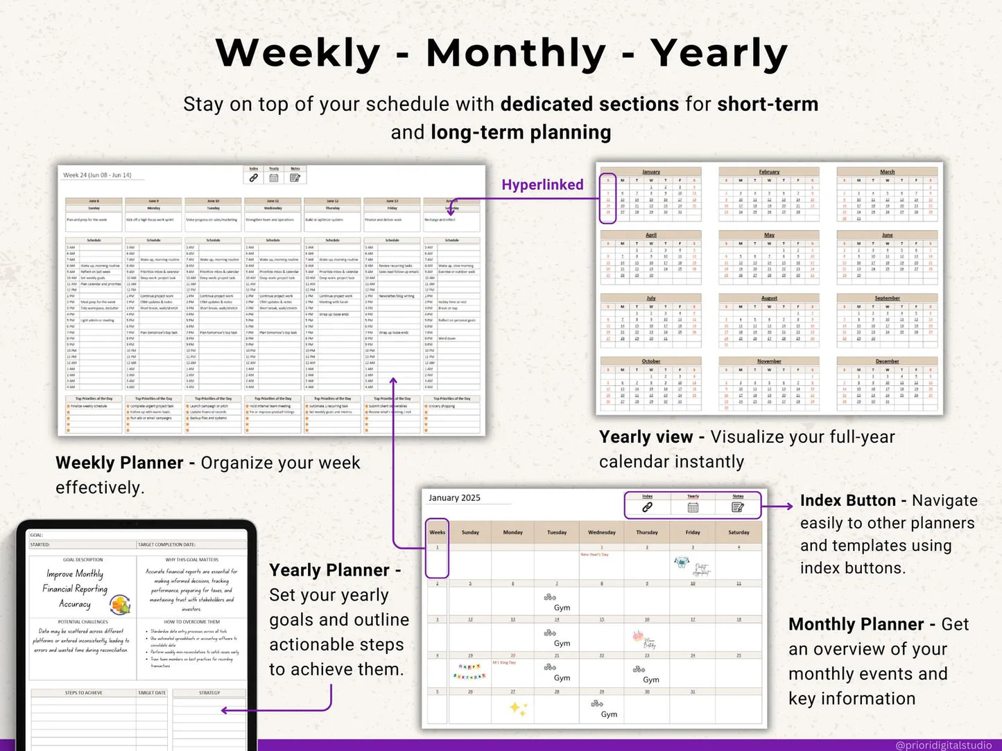 OneNote Planner 2026 2027 Professional One Note Template for Work Project Management Hyperlinked Planner Weekly Planner Organization Planner