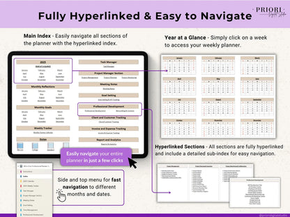 OneNote Planner 2026 2027 Professional One Note Template for Work Project Management Hyperlinked Planner Weekly Planner Organization Planner
