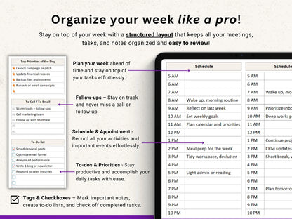 OneNote Planner 2026 2027 Professional One Note Template for Work Project Management Hyperlinked Planner Weekly Planner Organization Planner