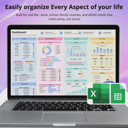 ADHD Life Planner for Google Sheets & Excel